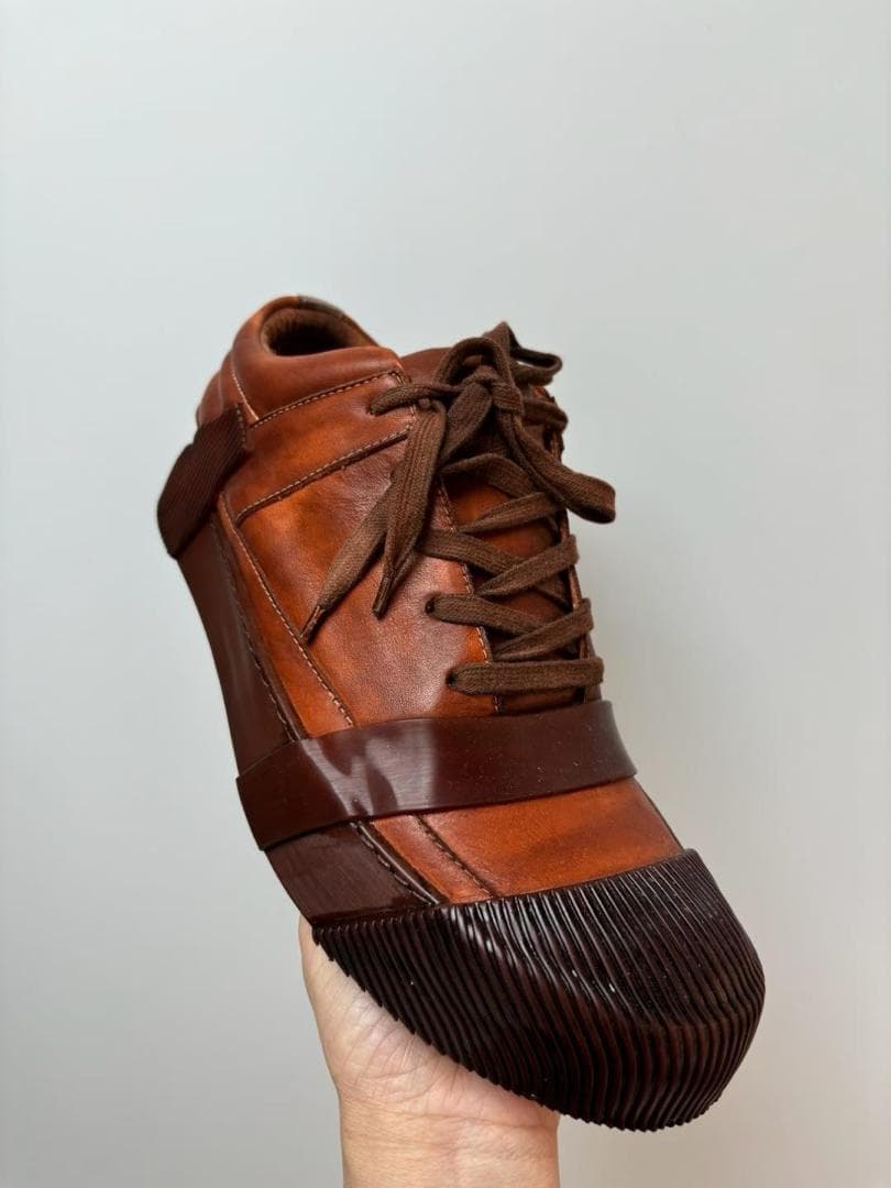 Duck-Toe Leather Sneaker-Boot