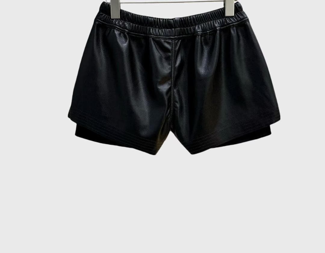 Faux-Leather Layered-Hem Shorts