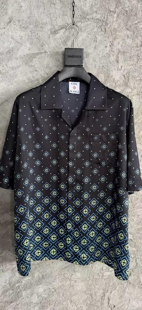 Geometric Diamond-Print Camp Shirt