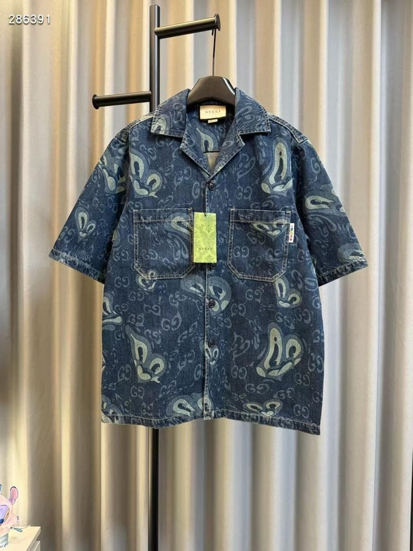 Monogram Print Denim Overshirt