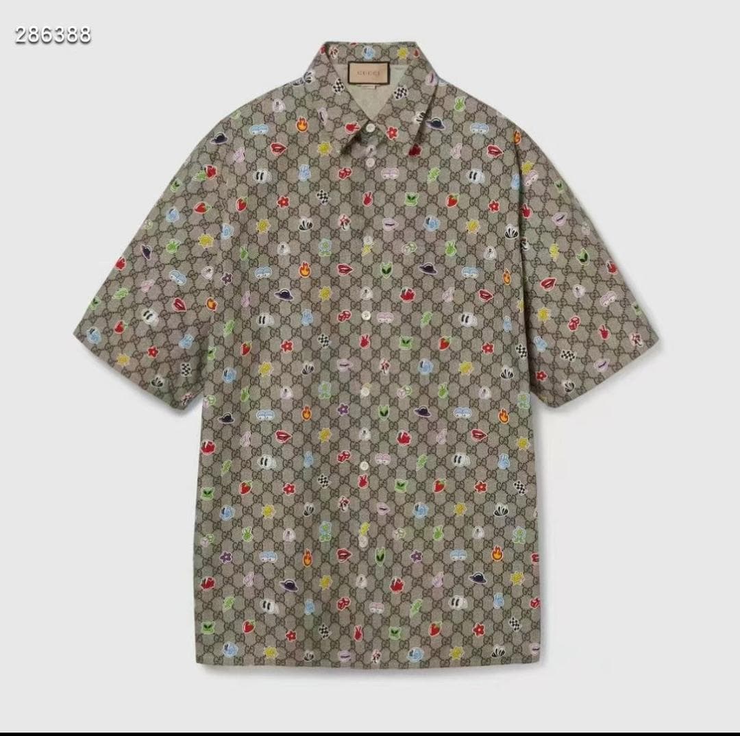 Monogram Doodle-Print Camp Shirt