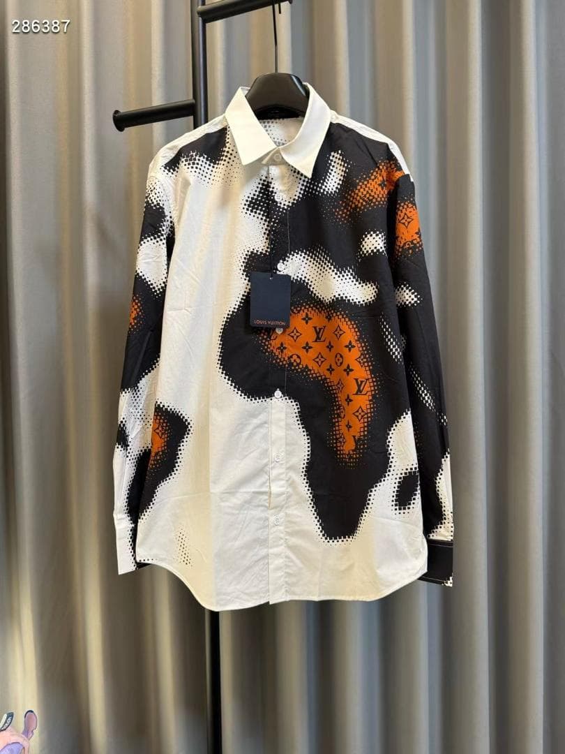 Pixelated Map-Print Long Sleeve Shirt